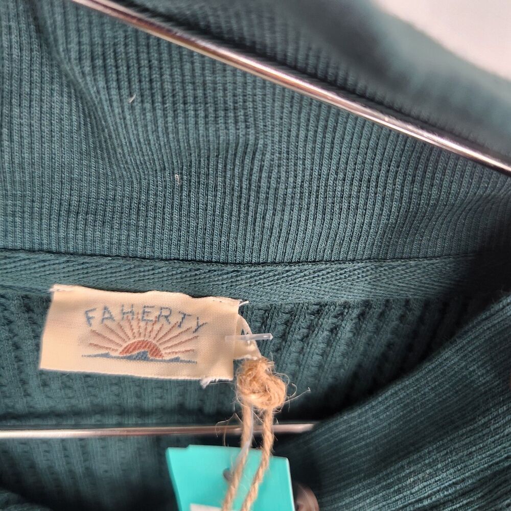 FAHERTY Women's Dark Green Medium Apres Waffle Henley NWT - Picture 6 of 7
